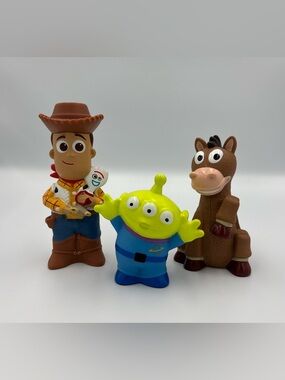 Disney Store Pixar Toy Story (1,2,3,4) Bath Toy Lot- Alien Bullseye Woody Forky